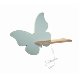 Kinderwandleuchte Butterfly, Mintgrün, Holz, Metall, Holzwerkstoff, Eiche, Schmetterling,Schmetterling, 12x29.5x40 cm, RoHS, Europäischer Sicherheitsstandard, Schnurschalter, einfach zu transportieren, Lampen & Leuchten, Innenbeleuchtung, Leuchten nach Räumen, Babyzimmerlampen