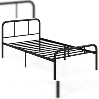 Costway Metallbett 90 x 200 cm Schwarz