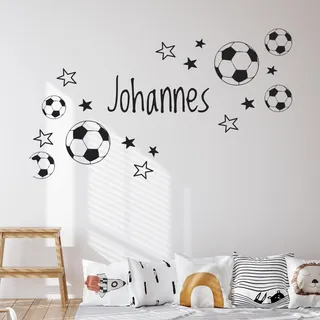 GRAZDesign Wandtattoo Fussball Name Kinderzimmer, Ball mit Namen Jugendzimmer, Wandsticker personalisierte Fussball Geschenke Jungen für Jungs - 100x57cm / Lichtblau