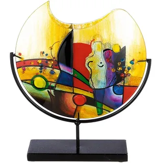 Casablanca by Gilde GILDE GLAS art Deko Vase aus Glas auf Metallfuß - Deko Wohnzimmer - Geschenke für Frauen Geburtstag Weihnachten - Mehrfarbig Höhe 38 cm