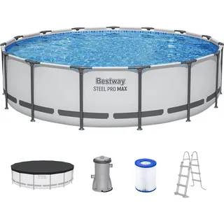 Steel Pro MAX™ Frame Pool Komplett Set mit Filterpumpe Ø 457 x 107 cm, lichtgrau...