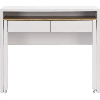vente-unique Konsolenschreibtisch ausziehbar mit 2 Schubladen - Weiß & Holzfarben - LOAVIA