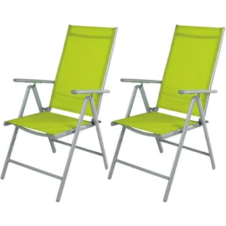 Mojawo Garten Klappstuhl 53 x 73 x 92 cm Silbergrau/Lime 2 St.