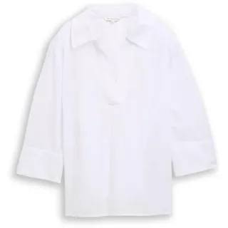 TOM TAILOR Damen Loose Fit Bluse mit Stickerei, weiß, Gepunktet, Gr. 46