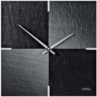 AMS 9520 Wanduhr Quarz mit Schiefer Naturschiefer und Aluminium