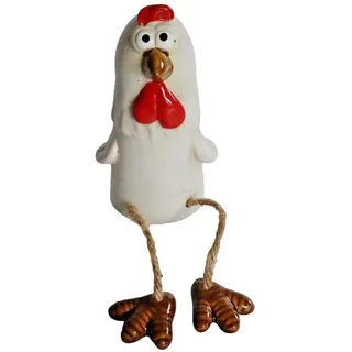 Kantenhocker Hahn Huhn Keramik Zaunhocker Gartenstecker Tier Deko Skulptur Figur