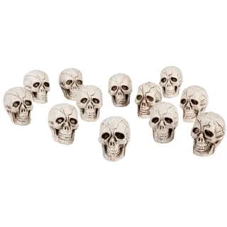 Boland Totenkopf Set Deko Skelett Halloween Mottoparty Karneval 12 St. 4 x 3 cm Weiß