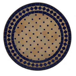 Casa Moro Beistelltisch Mediterraner Mosaik-Beistelltisch Ø 45 cm rund blau terrakotta mit Gestell H 50 cm, Kunsthandwerk aus Marrakesch, Marokkanischer Bistrotisch Mosaik-Kunst Balkontisch, MT2994, Handmade blau