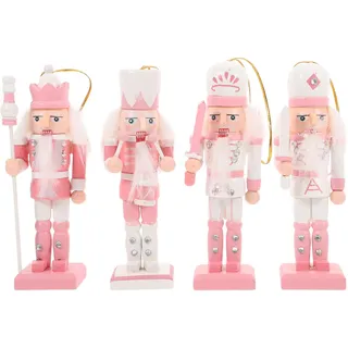 Gatuida 4er Set Rosa Weihnachts Nussknacker Figuren - Dekoration FüR Den Weihnachtsbaum, Mini Nussknacker Ornaments FüR Festliche AnläSse