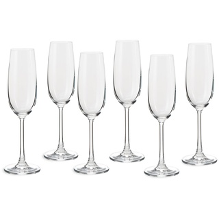 ECHTWERK Sekt-/Champagnergläser 6er Set, 210 ml - Prosecco Gläser, Sektflöten, Robuste Kelche mit langgezogenem Stiel, schmaler Öffnung und breitem Fuß, zeitloses Design, 22,9 x 7 cm