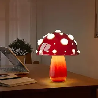Juodkeo Kleine Pilz Tischlampe Deko Nachttischlampe, LED Wiederaufladbare Pilz Lampe, Touch-Steuerung Pilzlampe für Schlafzimmer, Wohnzimmer, 2 Glühbirnen Inklusive