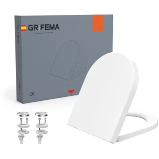 GRIFEMA WC Sitz D Form Premium Softclose | Duroplast (UF-Harz), Keramikoptik, Antibakteriell, Quick Release, Passend für WC 42–48 cm, Lochabstand 10,5–22,5 cm