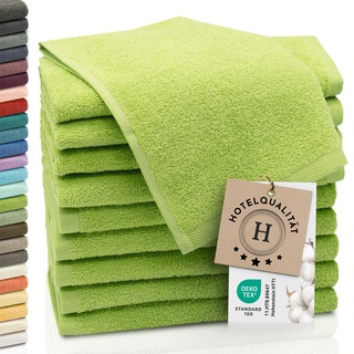 ZOLLNER 10er Set Gästehandtücher - weiche und saugstarke Handtücher - waschbar bis 95°C - Baumwolle - 30x50 cm in grün