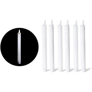 Novaliv, LED Kerzen, Weisse LED Stabkerze mit Timerfunktion 6er Set - Stabkerze LED bewegliche Flamme Timer - 20cm Höhe (6x)