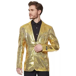 SuitMeister Kostüm SuitMeister Glitzerjacke gold, Eine goldene Discokugel zum Anziehen! M