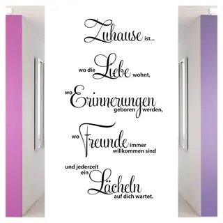 Grandora selbstklebend Wandtattoo Sprüche und Zitate Zuhause ist I violett 58 x 107 cm I Aufkleber Wandtattoos Sprüche für Flur Wohnzimmer Modern Wandsticker Wandaufkleber W1124