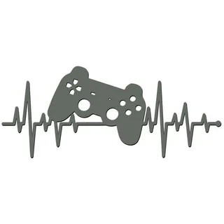 Namofactur 3D-Wandtattoo Holz 3D Wandtattoo Wanddeko Gamer Herzschlag, Gaming Controller Wandtattoo aus Holz, Wandgestaltung für Gamer grau