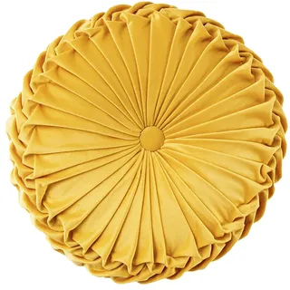 JORTUIO Rundes Dekorativen Kissen, Samt-Meditationskissen Rundes Radform Kissen 35cm,Wird Für Wohnzimmer Sofa, Bett,Stuhl,Boden,Auto, Schlafzimmer(Gelb,D: 38cmx10cm)