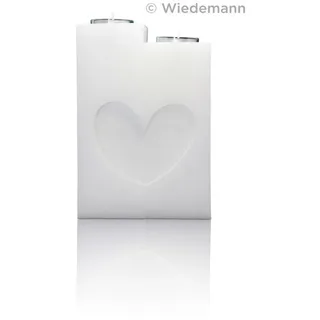 INNA-Glas Formkerze Stufenkerze LITAH mit Herz, Teelichteinsatz, weiß, 20cm, Ø14cm weiß