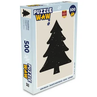 MuchoWow Puzzle Weihnachtsbaum - Schwarzer Weihnachtsbaum - Baum - Japandi, 500 Puzzleteile, Foto-Puzzle, Bilderrätsel, Puzzlespiele, Spielzeug beige|schwarz 34 cm x 48 cm x 2 cm