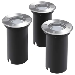 vidaXL Bodeneinbaustrahler Aluminium 12,5 cm 3 Stk. grau