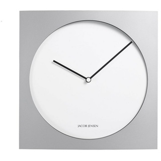 Jacob Jensen Wanduhr quadratisches Design 35x35cm 318 Uhrwerk leise silberfarben|weiß Grossuhren Pohlmann