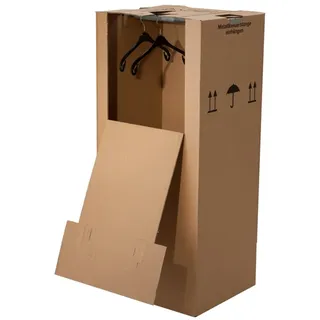 10 x Kleiderbox 60 kg Traglast stabiler Kleiderkarton mit Kleiderstange 2-wellig Umzugskarton Textilkarton BB-Verpackungen