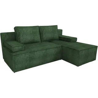 Bromarkt Ecksofa, Grün, Textil, 3-Sitzer, Ottomane rechts, seitenverkehrt montierbar, L-Form,L-Form, 200x141 cm, Wohnzimmer, Sofas & Couches, Wohnlandschaften, Ecksofas