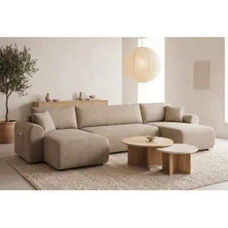 OTTO home Wohnlandschaft OTTO HOME "JONAA, U-Form, 311 cm - OTTO. Verlässliche Qualität.", beige, B:311cm H:79cm T:52cm, Sofas, Wohnlandschaft, Schlaffunktion 133/270cm, Bettkasten, Cord, Struktur, Unser Tiefpreis, Topseller