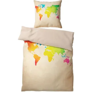 Sanilo International Map Baumwolle Beige 135 x 200 cm + 80 x 80 cm