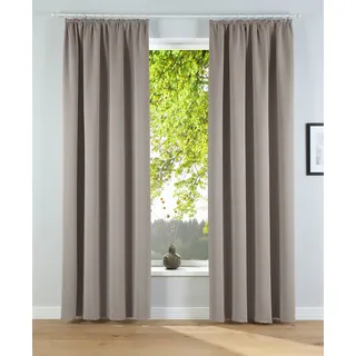 MY HOME Verdunkelungsvorhang MY HOME "Solana, Gardinen mit Kräuselband, Vorhänge, Wohnzimmer, modern" Gr. 6, beige (sand), B:140cm H:295cm, Polyester, Gardinen, 2er-Set Verdunklungsvorhang mit Thermofunkltion, Bestseller, einfarbig