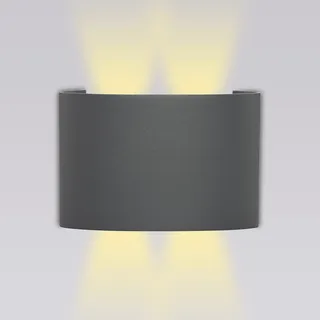 Grafner UP and DOWN Aluminium Wandlampe mit 4 Watt LED-Leuchtmittel, schwarz, 4 x 1 Watt SMD LED, IP54, für außen und innen, KEIN ROST – Pulverbeschichtung, oben unten Wandleuchte Lampe Außen rund