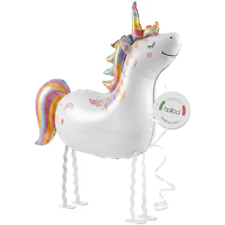balloa Folienballon XXL Einhorn Ballonwalker, Helium Ballon Einhorn Deko, Luftballon Tiermotiv für Kindergeburtstag Mädchen Partydeko, Geschenk zum Geburtstag Einhornparty laufender Airwalker, 91cm