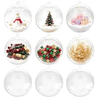 himaly 20 Stücke Acrylkugeln Transparent Set Christbaumkugeln Weihnachtskugeln Acryl Kugeln Durchsichtige Kunststoffkugeln Saisonal Dekoration Geschenk Weihnachtsbaumschmuck Party(80mm)