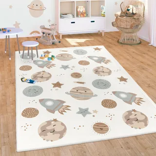 Paco Home Teppich Kinderzimmer Baby Krabbeldecke Krabbelmatte Waschbar rutschfest Regenbogen Planet Sonne Tiere Weich, Grösse:120x160 cm, Farbe:Bunt 3