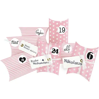 Frau Wundervoll DIY Adventskalender Christkind rosa Sterne und Streifen