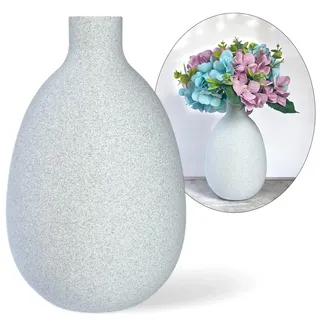 Blumenvase unzerbrechlich 22 cm, modern, grau, Marmor-Imitat, Wohndeko, Boho, glatte Vase
