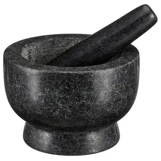 Meisterkoch Mörser mit Stößel groß und rutschfest aus 3,5 kg Granit, (2-tlg., polierter Steinmörser mit rauer Innenseite für Gewürze, Nüsse u.v.m)