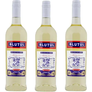 BLUTUL BIANCO ALKOHOLFREIER ITALIENISCHER WERMUT/Preisgekrönter Kräuter Aperitif 3er Pack (3 x 0,75L)/Abgefüllt in Italien/Perfekt als Mixer für Cocktails