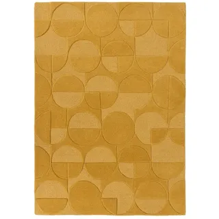 Eleganter Wollteppich `Deben Noah` -, Rutschfest. Farbe: Senfgelb, 120x170 cm | Kadima Design