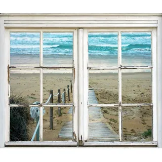 queence Wandsticker Weg ins Meer, Wandsticker, Wandbild, selbstklebend, Meer, Wasser beige