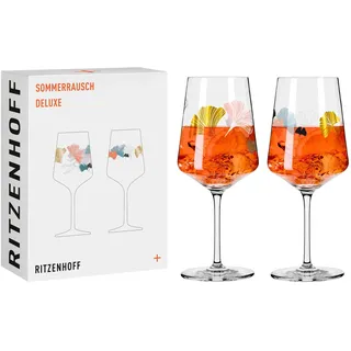 Ritzenhoff & Breker RITZENHOFF Aperitif-Glas 2er-Set 500 ml - Serie Sommerrausch Deluxe - mit Ginko-Motiv - Made in Germany