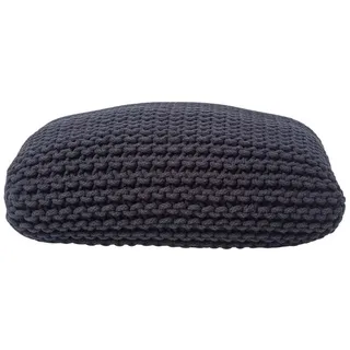 Homescapes Strick-Pouf, Schwarz, Textil, Uni, Quadratisch, 70x20x70 cm, Wohnzimmer, Hocker, Poufs