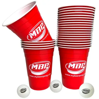 Bierpong Becher Set | 50 Rote Bierpong Becher 16 oz (473ml) + 6 Ping Pong Bälle | Original Bierpong Becher aus den USA | für Geburtstag, Festival & Hochzeit