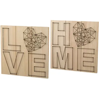 Holzbild CREATIV HOME, beige (farbe bild(er): natur), B:30cm H:30cm T:4cm, Bilder, Holzbild, Wanddeko, aus Holz, mit Schriftzug