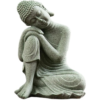 Sharplace Kleine Buddha-Statue, Ornament, orientalisches Dekor, Buddhismus-Dekor, rustikale Yoga-Figuren für, Meditation, Desktop, Seitenkopf