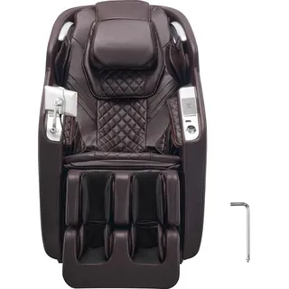 SucceBuy Ganzkörper-Massagesessel mit Zero-Gravity-Funktion, SL-Schiene, Yoga-Stretch-Modus, Heizfunktion, einziehbarem Fußteil, 36 Luftkissen un... - Braun/Schwarz