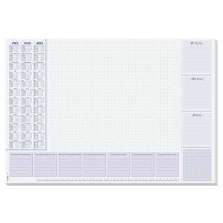 SIGEL HO355 Papier-Schreibtischunterlage, ca. DIN A2, mit 3-Jahres-Kalender und Wochenplan 2024 - 2026, 30 Blatt, Schreibunterlage, vegan, aus nachhaltigem Papier und Verpackung