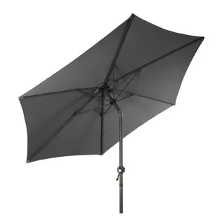 Lex XL Alu Sonnenschirm Ø 2,5 m Kurbelschirm Garten Balkon Terrasse knickbar steingrau : Steingrau