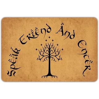Lustige Fußmatte mit Aufschrift "Speak Friend and Enter", rutschfest, für den Innen- und Außenbereich, Gummi, für Haustür, Garten, Küche, Schlafzimmer, 60 x 40 cm